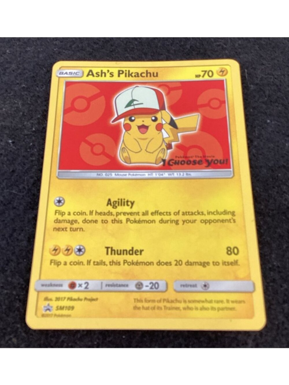 Ash's Pikachu SM109 Sun Moon Pokemon TCG Card Regular 2019 Promo I Choose You - Picture 1 of 15
